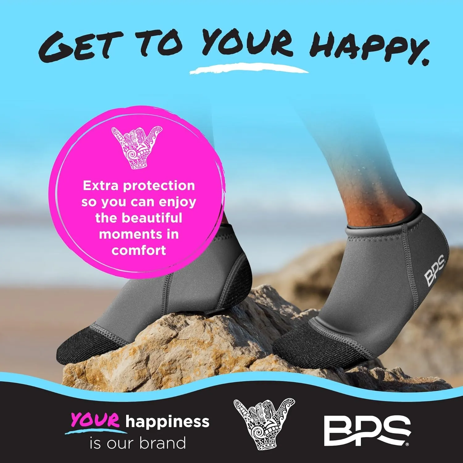BPS ‘Smart’ Neoprene Socks 3mm Water Socks Sand Proof Wetsuit Booties for Beach Volleyball Sand Soccer Water Sports