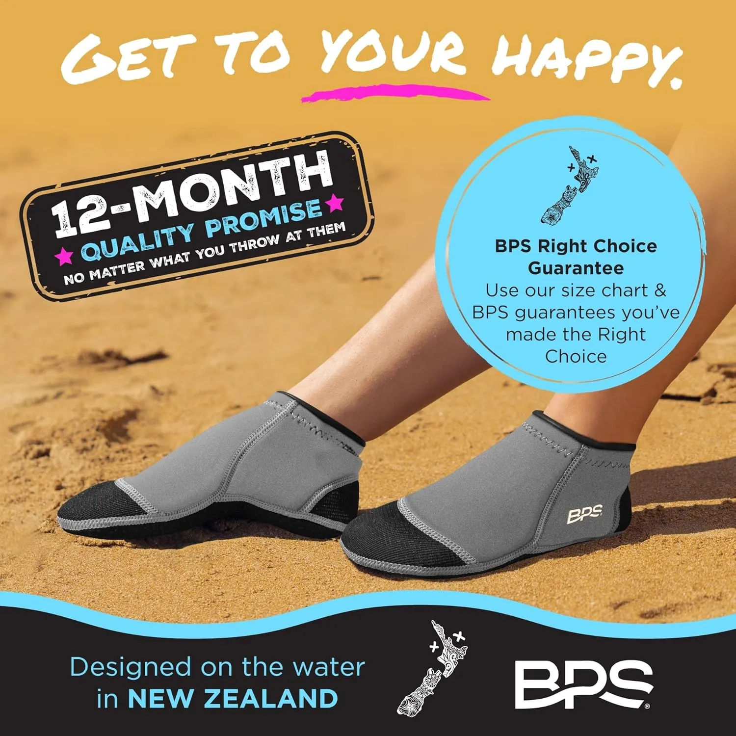 BPS ‘Smart’ Neoprene Socks 3mm Water Socks Sand Proof Wetsuit Booties for Beach Volleyball Sand Soccer Water Sports