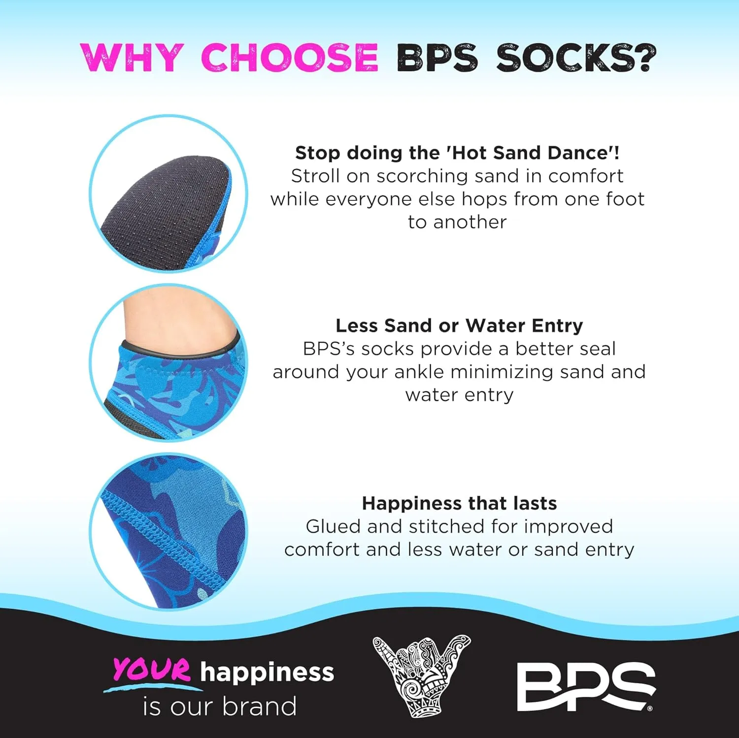 BPS ‘Soft Skin’ Neoprene Socks 3mm Water Socks Sand Proof Wetsuit Booties for Beach Volleyball Sand Soccer Water Sports