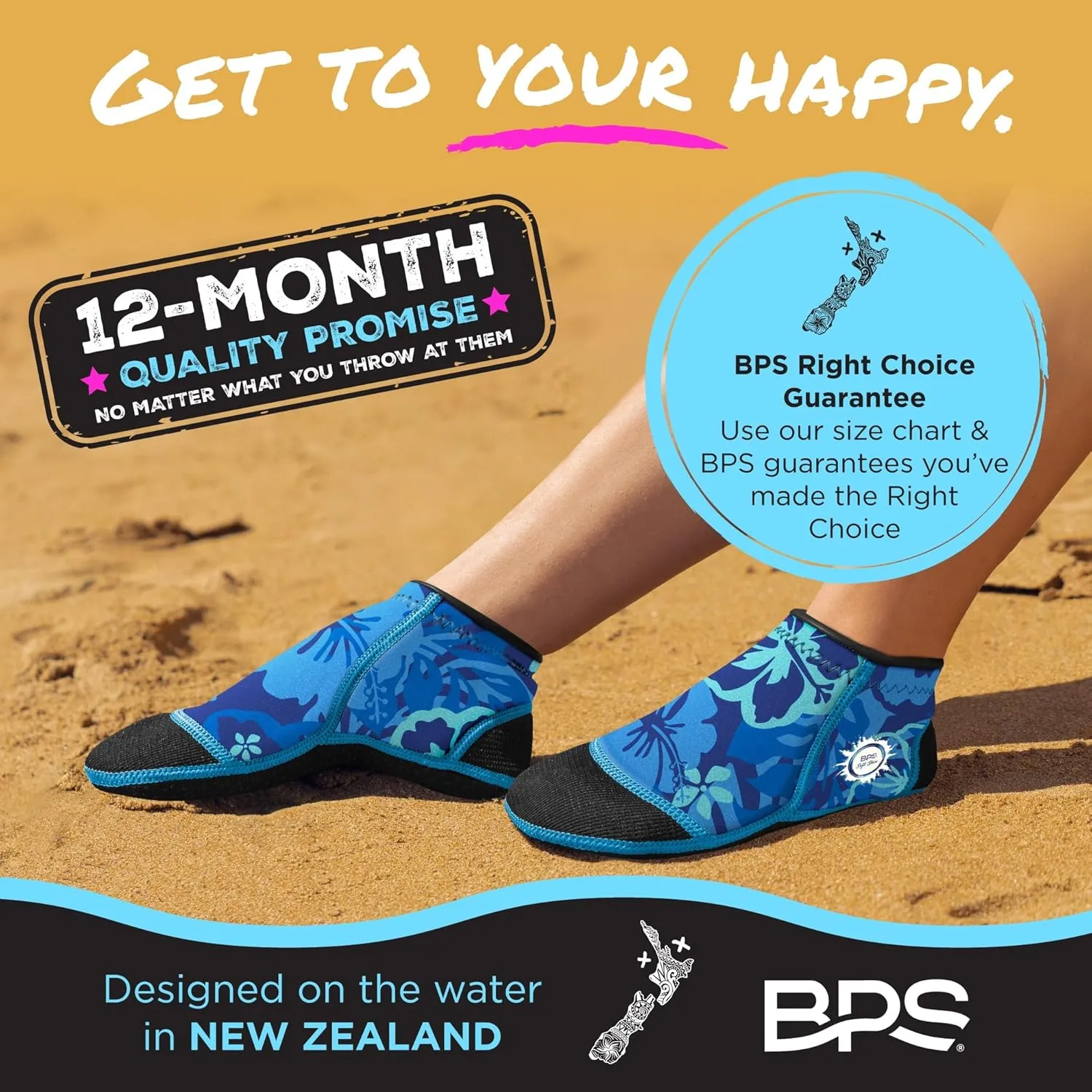 BPS ‘Soft Skin’ Neoprene Socks 3mm Water Socks Sand Proof Wetsuit Booties for Beach Volleyball Sand Soccer Water Sports