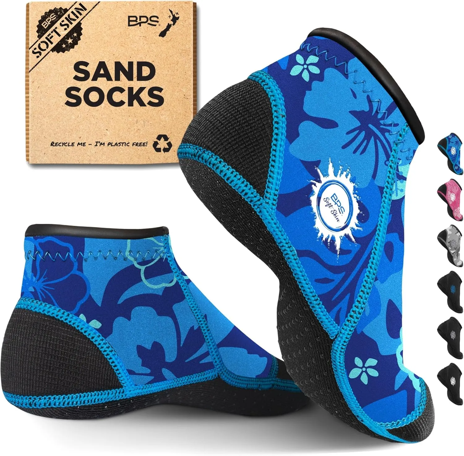 BPS ‘Soft Skin’ Neoprene Socks 3mm Water Socks Sand Proof Wetsuit Booties for Beach Volleyball Sand Soccer Water Sports