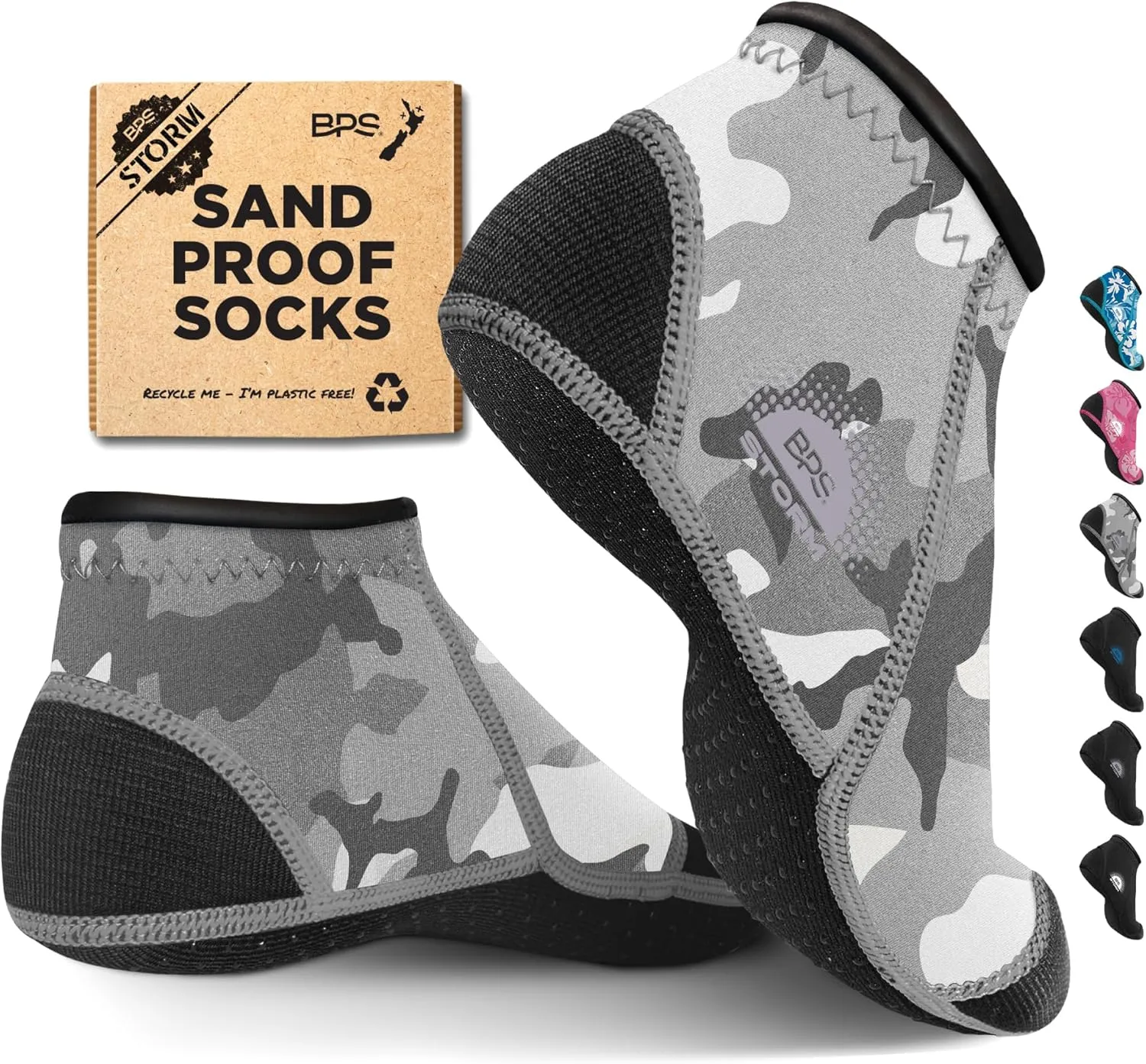 BPS ‘Storm’ Neoprene Socks 3mm Water Socks Sand Proof Wetsuit Booties Sand Socks for Beach Volleyball Sand Soccer Sports
