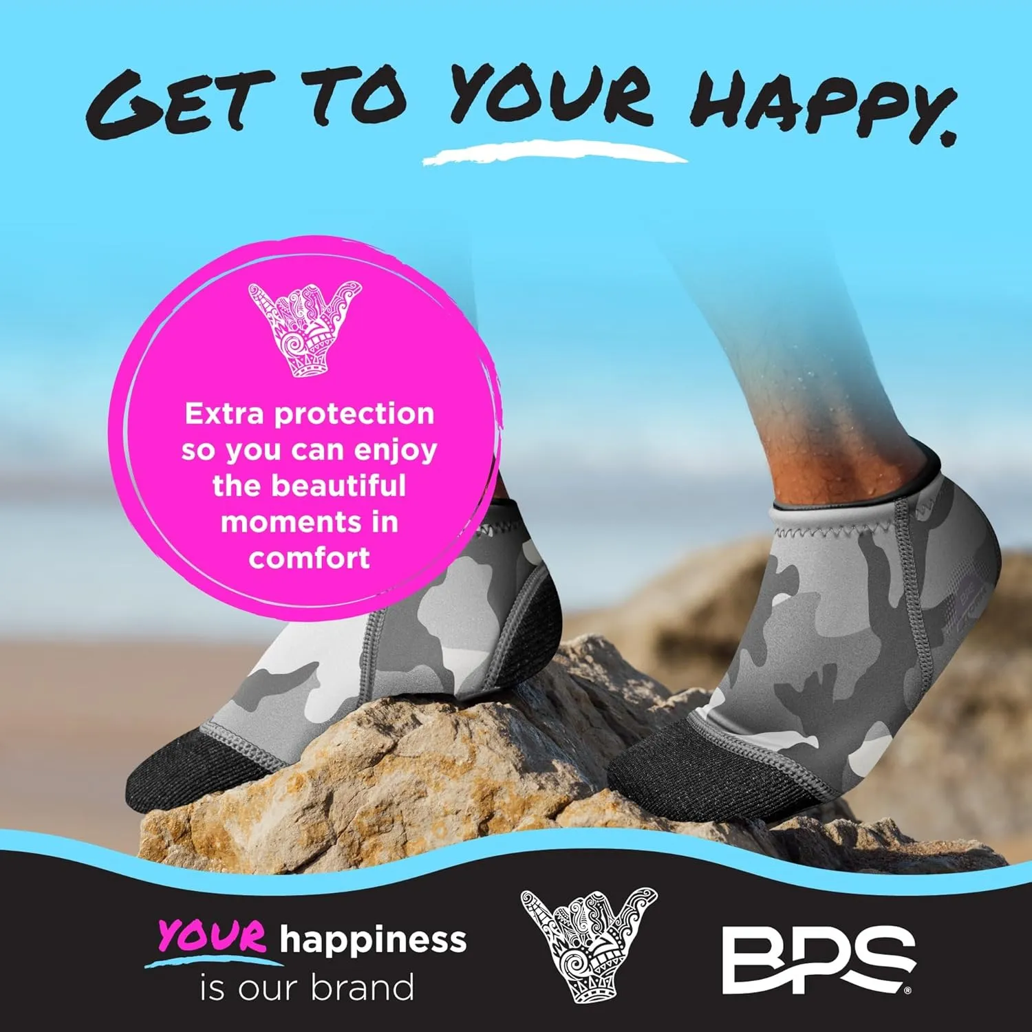 BPS ‘Storm’ Neoprene Socks 3mm Water Socks Sand Proof Wetsuit Booties Sand Socks for Beach Volleyball Sand Soccer Sports