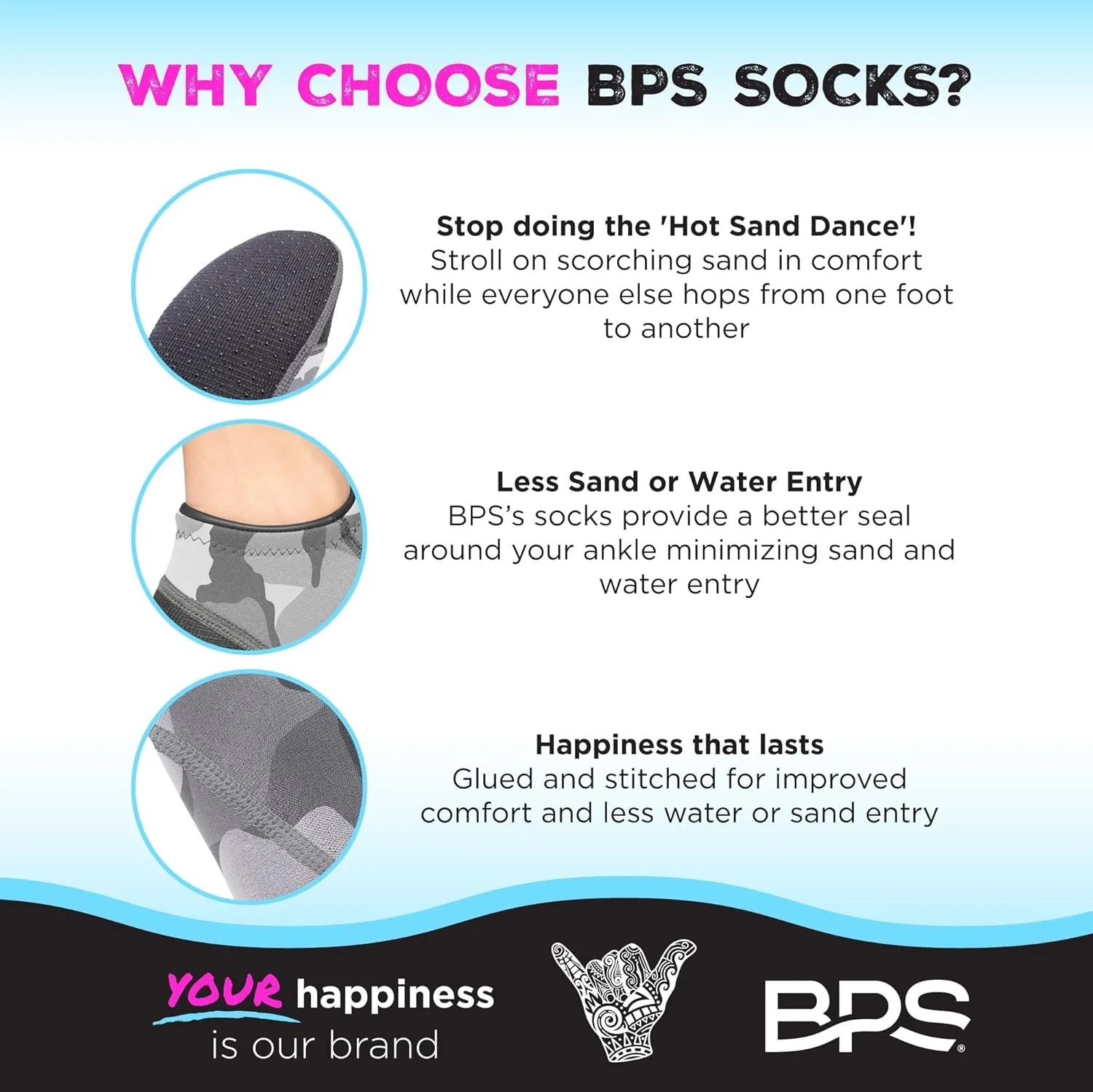 BPS ‘Storm’ Neoprene Socks 3mm Water Socks Sand Proof Wetsuit Booties Sand Socks for Beach Volleyball Sand Soccer Sports