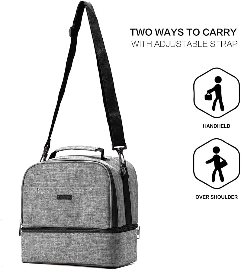 Breast Pump Bag Cooler Compartment for Breast Pump - Cooler and Moistureproof Bag Double Layer for Mother Breast Milk Pump Lunch Bag Outdoor Working (Dark Grey)