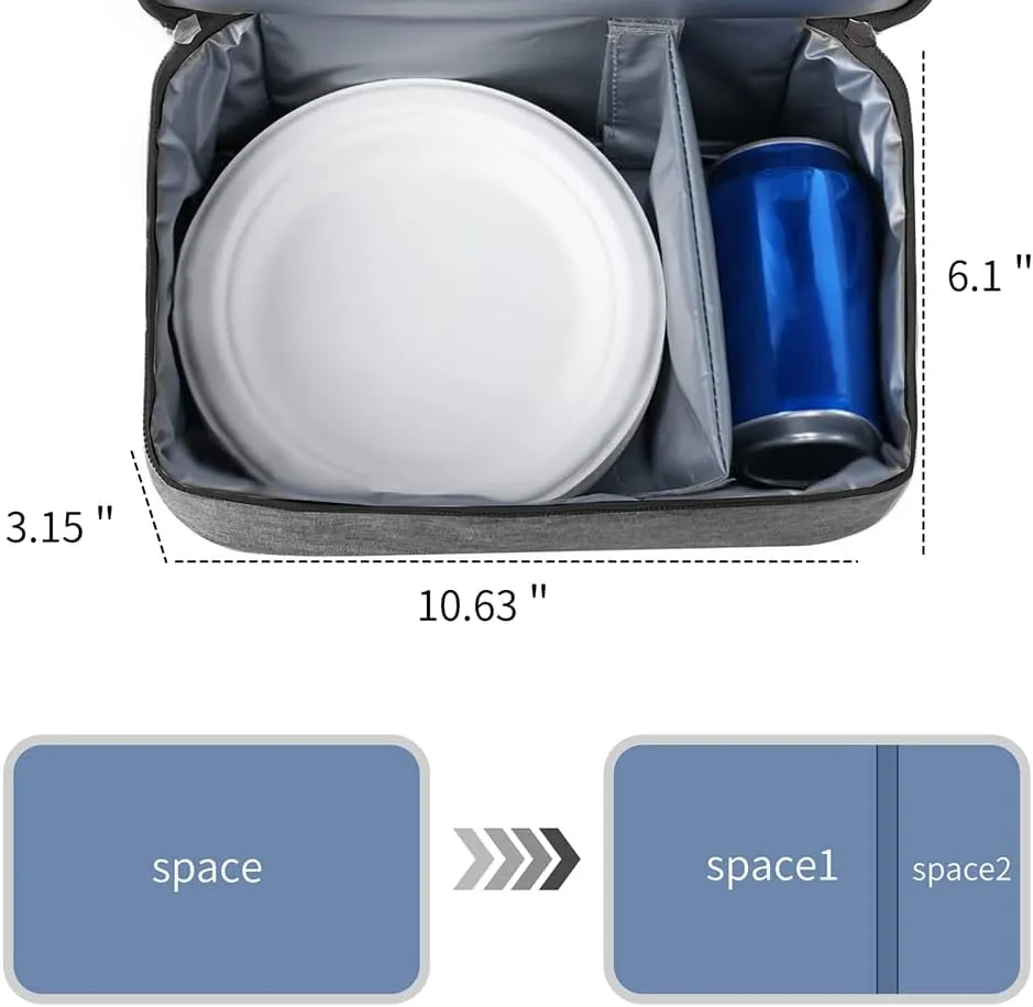 Breast Pump Bag Cooler Compartment for Breast Pump - Cooler and Moistureproof Bag Double Layer for Mother Breast Milk Pump Lunch Bag Outdoor Working (Dark Grey)