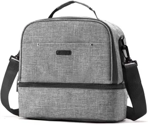 Breast Pump Bag Cooler Compartment for Breast Pump - Cooler and Moistureproof Bag Double Layer for Mother Breast Milk Pump Lunch Bag Outdoor Working (Dark Grey)