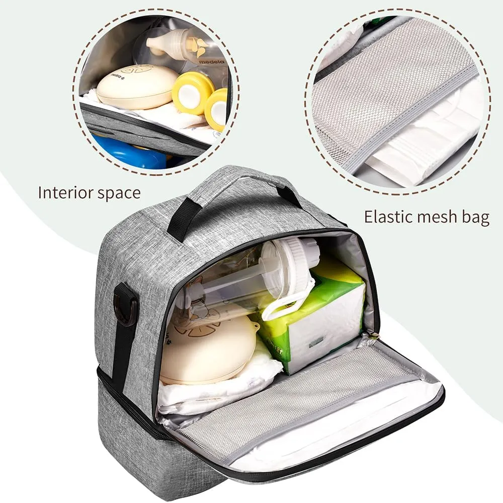 Breast Pump Bag Cooler Compartment for Breast Pump - Cooler and Moistureproof Bag Double Layer for Mother Breast Milk Pump Lunch Bag Outdoor Working (Dark Grey)