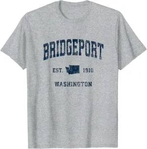 Bridgeport Washington WA Vintage Athletic Navy Sports Design T-Shirt