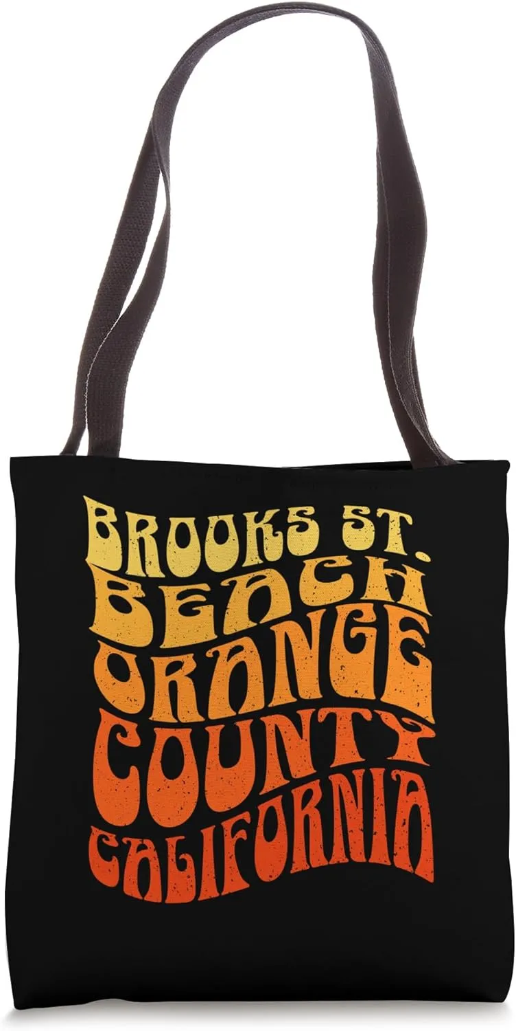 BROOKS ST. BEACH Vintage 60s Retro Waves Tote Bag