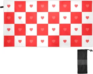 Buffalo Plaid Check Red White Heart Towels for Adults 31" x 70" Soft & Absorbent Extra Large Beach Towels Sand Repellent Anti Essentials Accessories