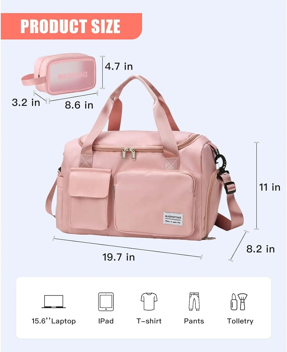 BUQINGTING Gym Bag for Men Women with Shoe Compartment, Cute Travel Duffle Bag for Women, Weekender Overnight Bag, Carry on Tote Bag Sport Duffel bag for Dance, Swim