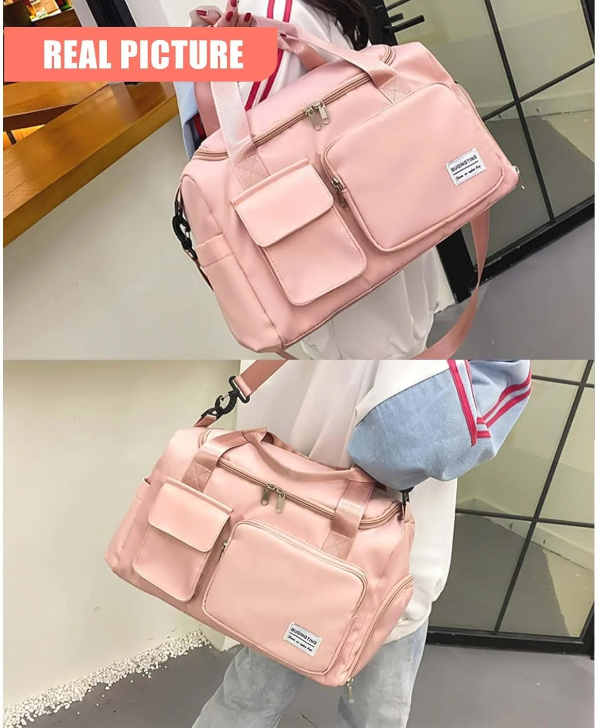BUQINGTING Gym Bag for Men Women with Shoe Compartment, Cute Travel Duffle Bag for Women, Weekender Overnight Bag, Carry on Tote Bag Sport Duffel bag for Dance, Swim