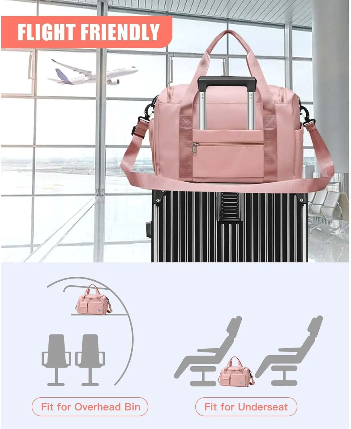 BUQINGTING Gym Bag for Men Women with Shoe Compartment, Cute Travel Duffle Bag for Women, Weekender Overnight Bag, Carry on Tote Bag Sport Duffel bag for Dance, Swim