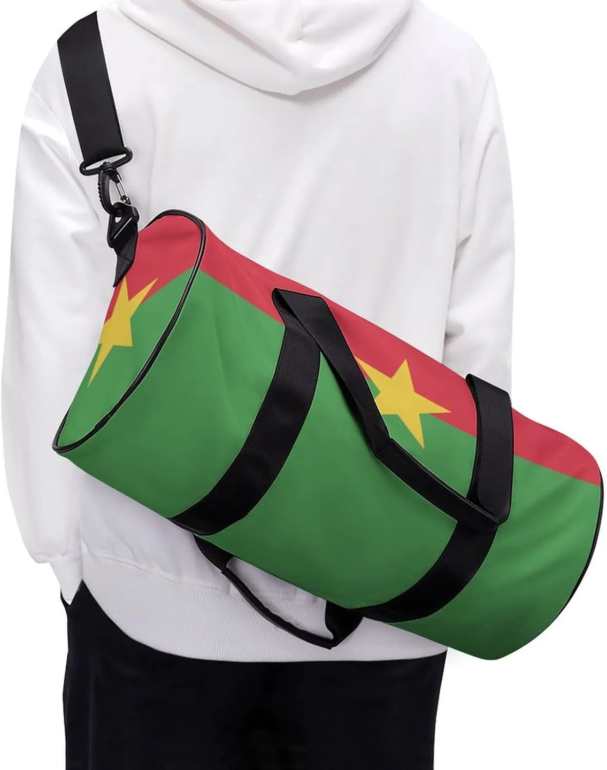 Burkina Faso Flag Large Capacity Gym Bag for Women Men with Wet Pocket Travel Duffel