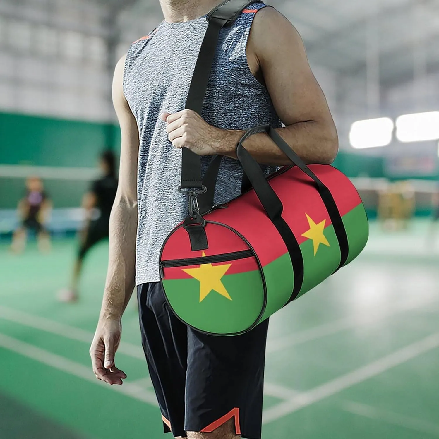 Burkina Faso Flag Large Capacity Gym Bag for Women Men with Wet Pocket Travel Duffel
