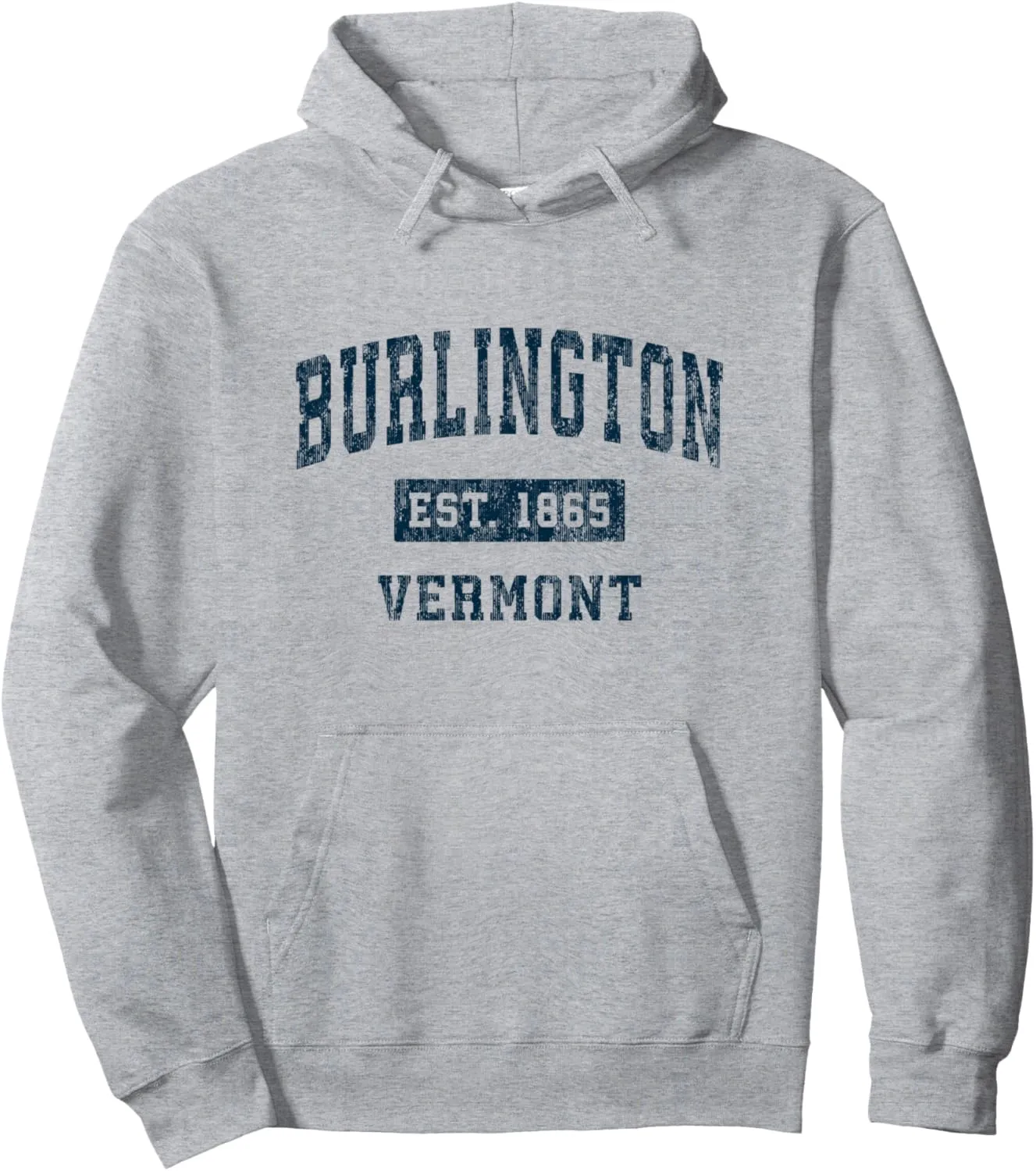 Burlington Vermont VT Vintage Sports Design Navy Print Pullover Hoodie