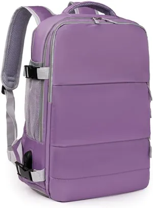Business Smart Backpack， Waterproof fit 15.6 Inch Laptop Backpack，with USB Charqing Port,Travel Durable Backpack（purple，Cross zipper）