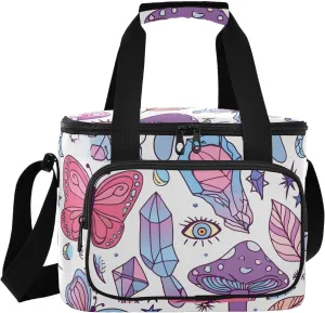 Butterfly Mushroom White Insulated Cooler Bag for Women Men Leakproof 24 Can Camping Cooling Bags for Travel Outdoors Trip