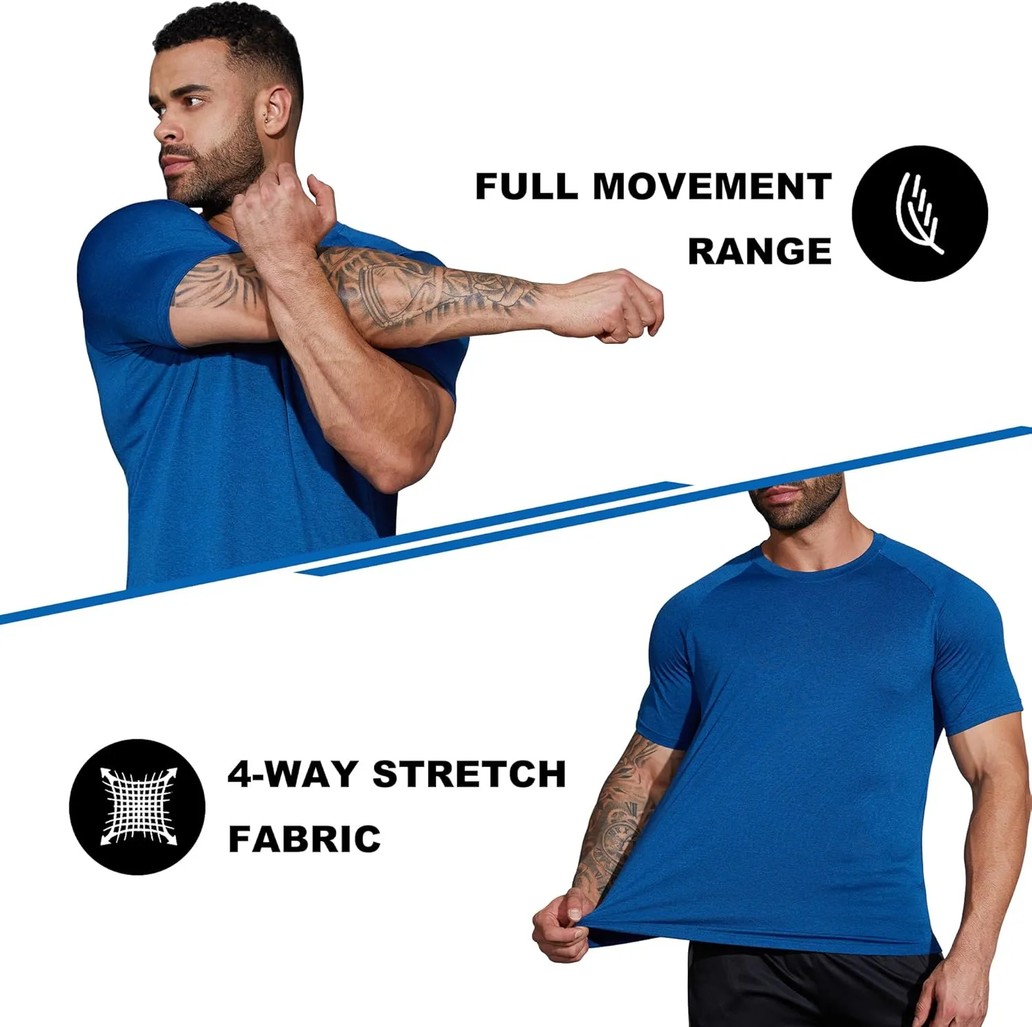 BVNSOZ Men's Workout Shirts Moisture Wicking Athletic Shirts for Men Quick Dry Active Men's Gym T Shirts