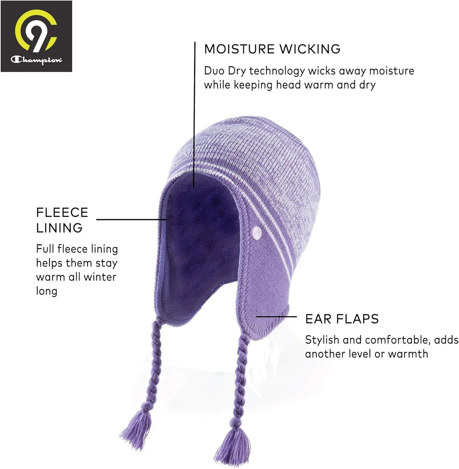 C9 Champion Kids' Peruvian Hat with Ear Flaps and Fleece Lining