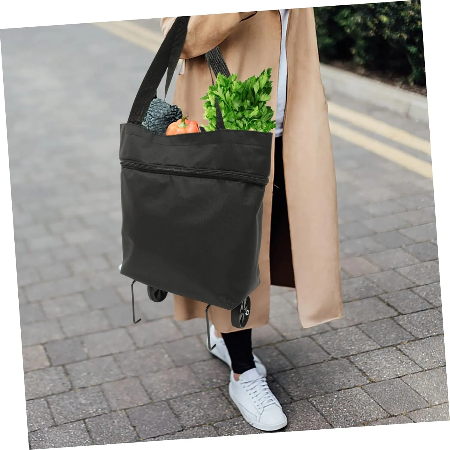 Cabilock Storage Bag with Wheels Shopping Cart Bag Wheels Foldable Wagon Tey Bags Large Duffle Bag with Wheels