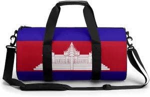 Cambodia Flag Travel Duffel Bag with Wet Pocket for Men Women Gym Weekender Tote