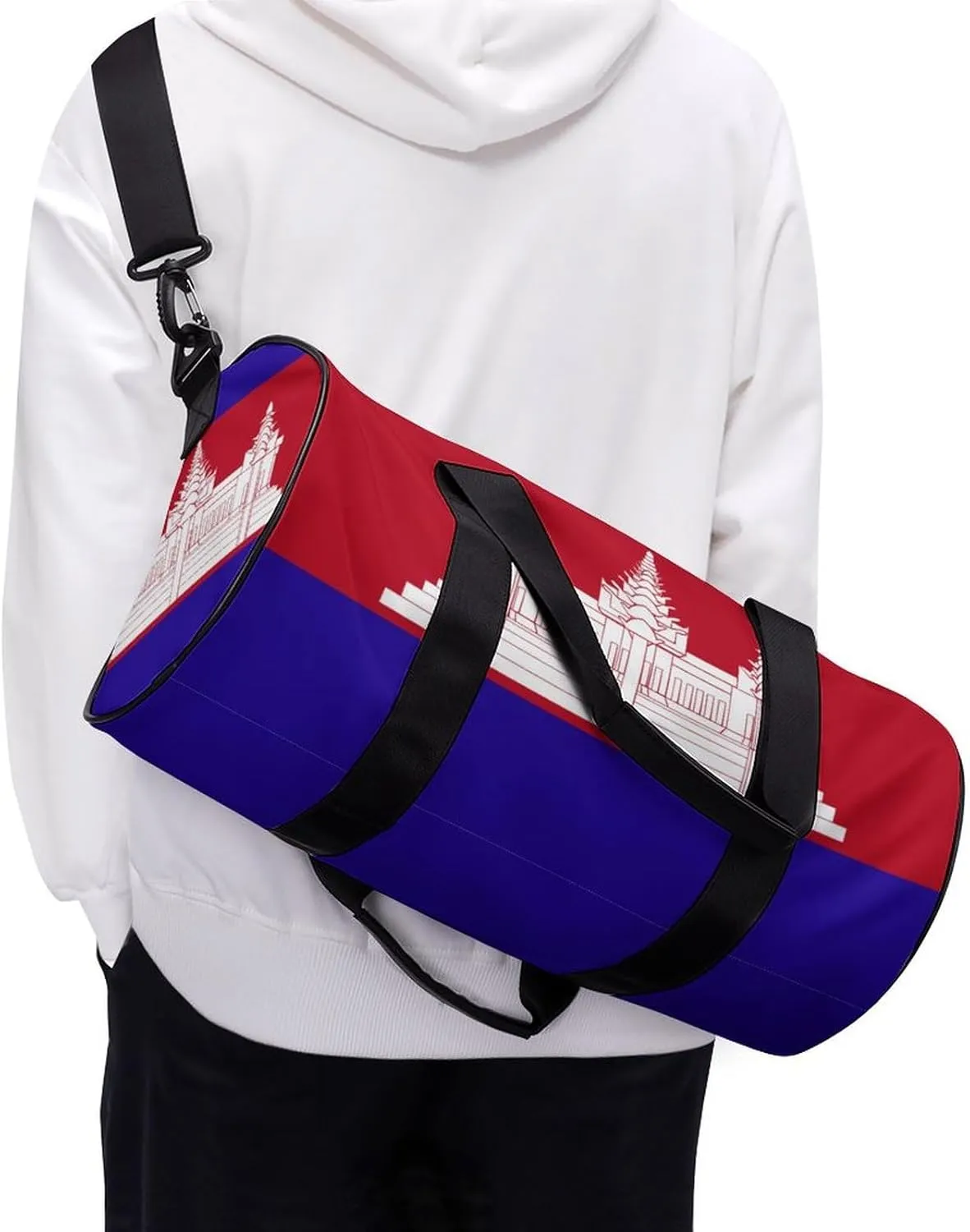 Cambodia Flag Travel Duffel Bag with Wet Pocket for Men Women Gym Weekender Tote