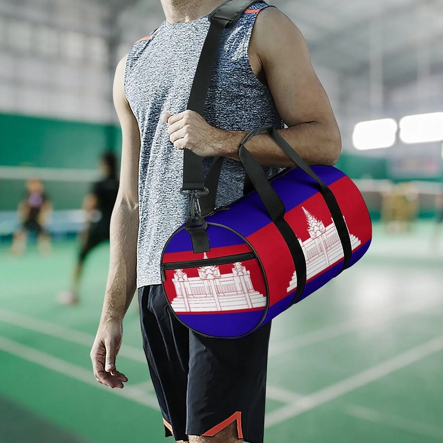 Cambodia Flag Travel Duffel Bag with Wet Pocket for Men Women Gym Weekender Tote