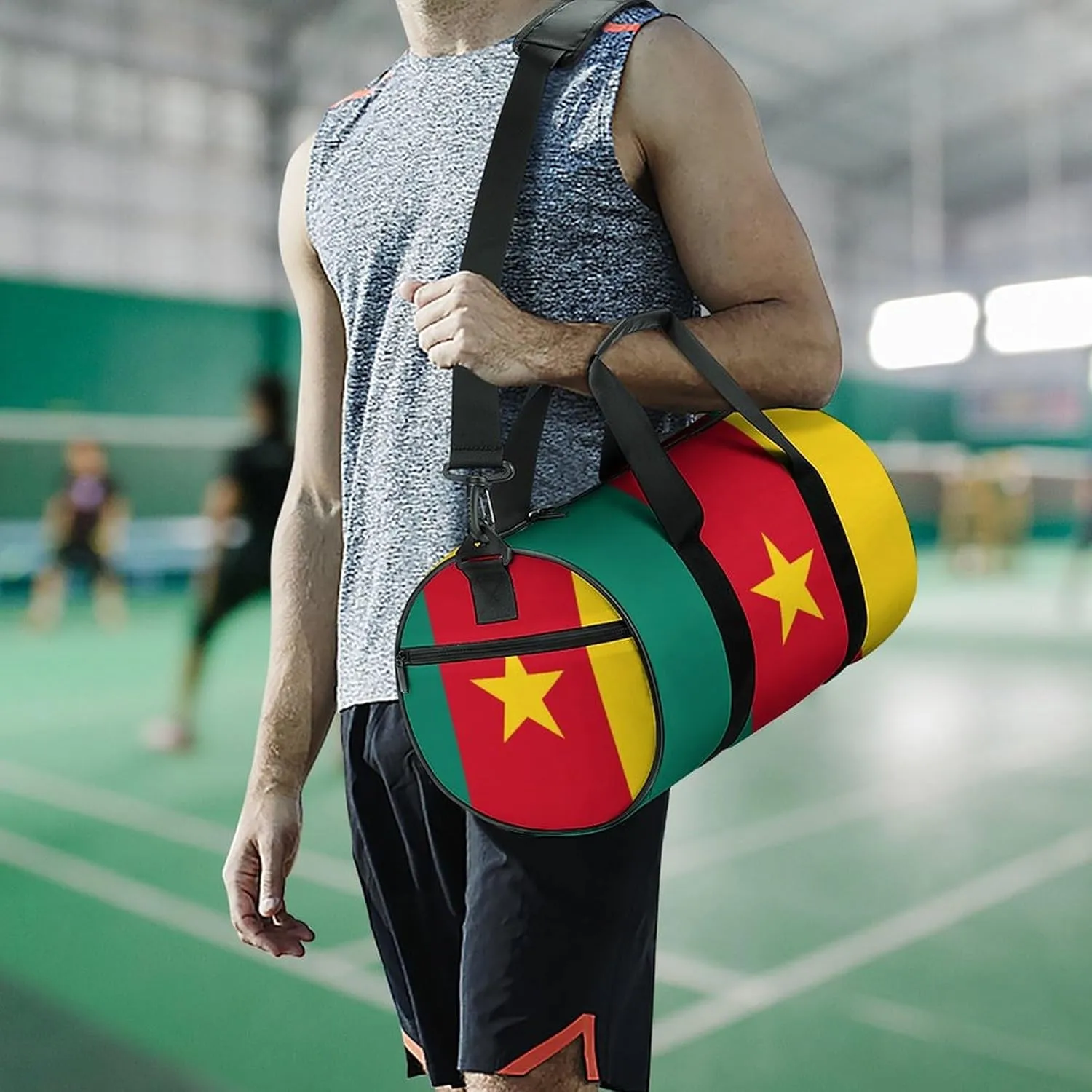 Cameroon Flag Large Duffel Bag Dry Wet Separation for Men Women Sports Travel Tote