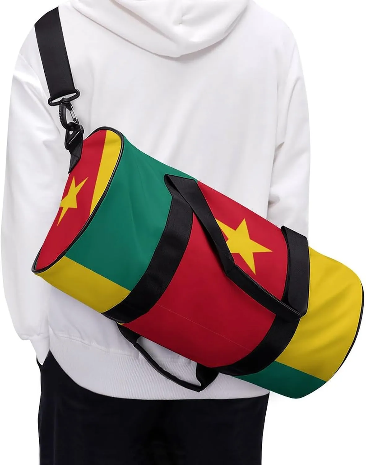 Cameroon Flag Large Duffel Bag Dry Wet Separation for Men Women Sports Travel Tote