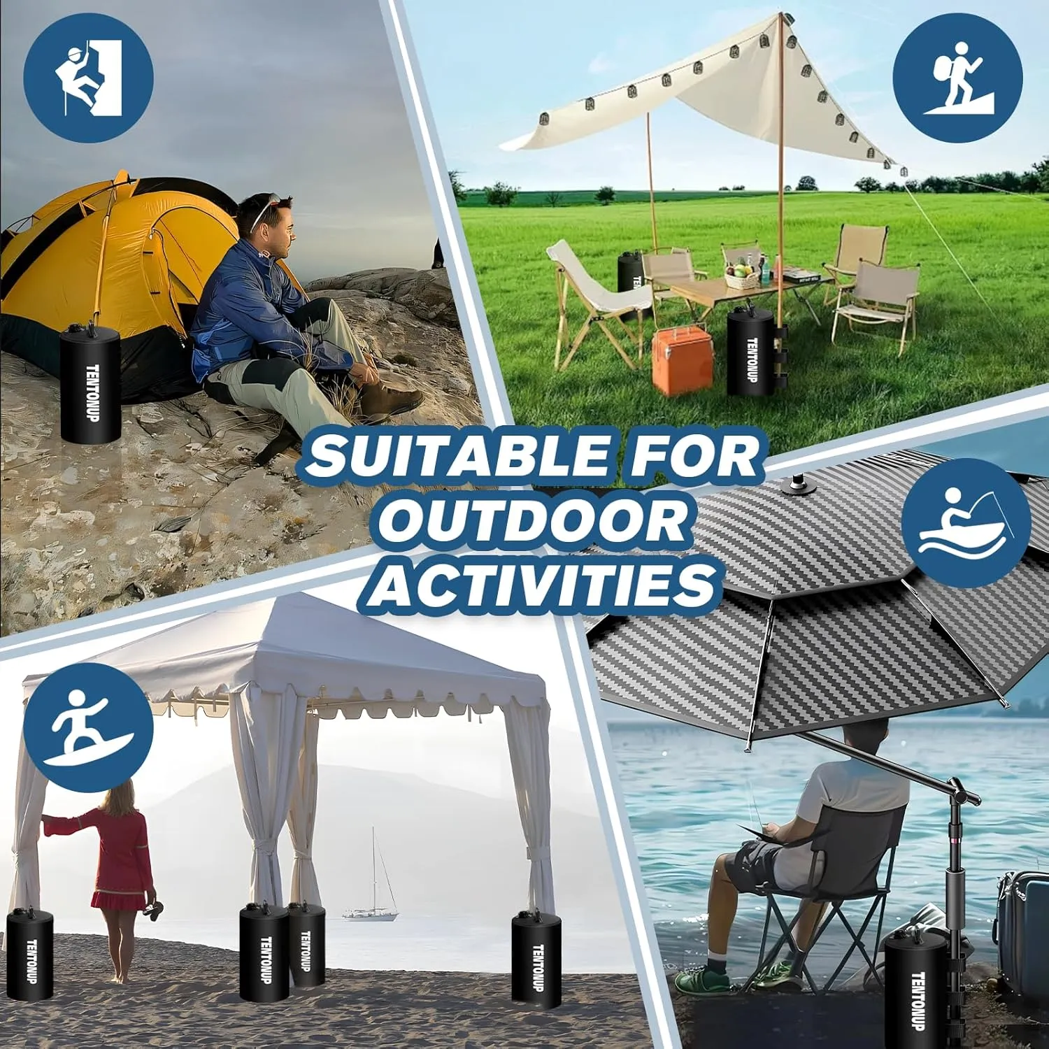 Canopy Water Weight Bags, 88 LBS Heavy Duty Canopy Weights Set of 4, Tent & Gazebo Leg Weights for Pop Up Canopy, Carport, Black
