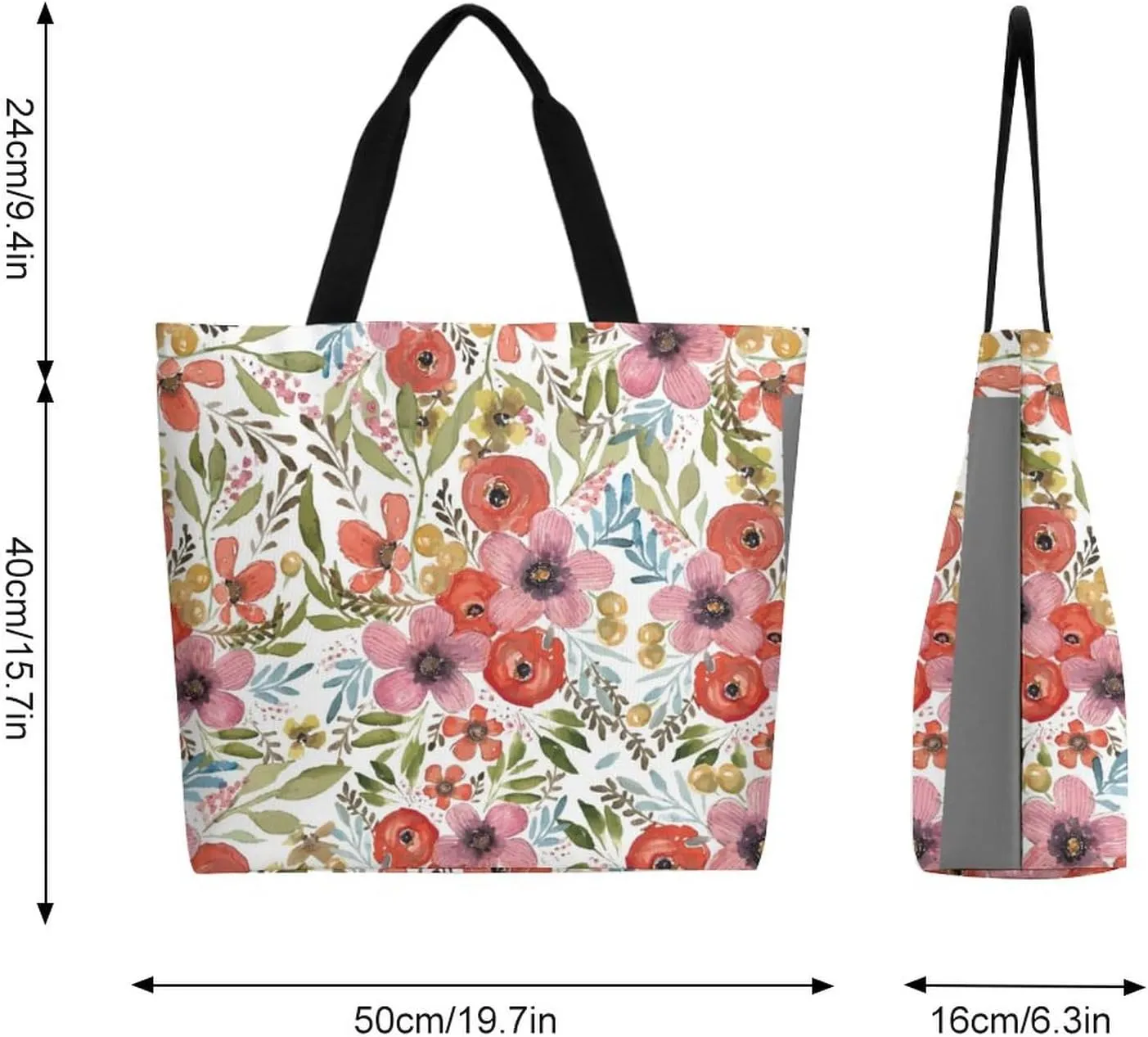 Canvas Tote Bag Large Casual Shoulder Bag for Women Handbag Reusable Beach Shopping Gym Picnic Travel Grocery Bag