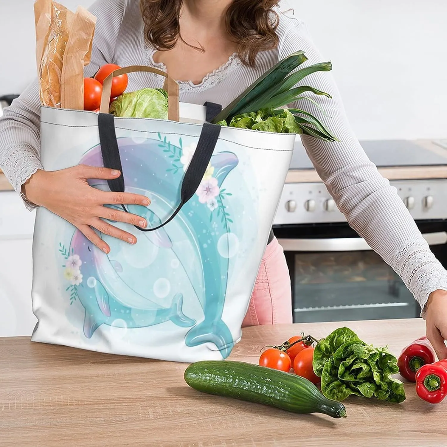 Canvas Tote Bag Large Casual Shoulder Bag for Women Handbag Reusable Beach Shopping Gym Picnic Travel Grocery Bag