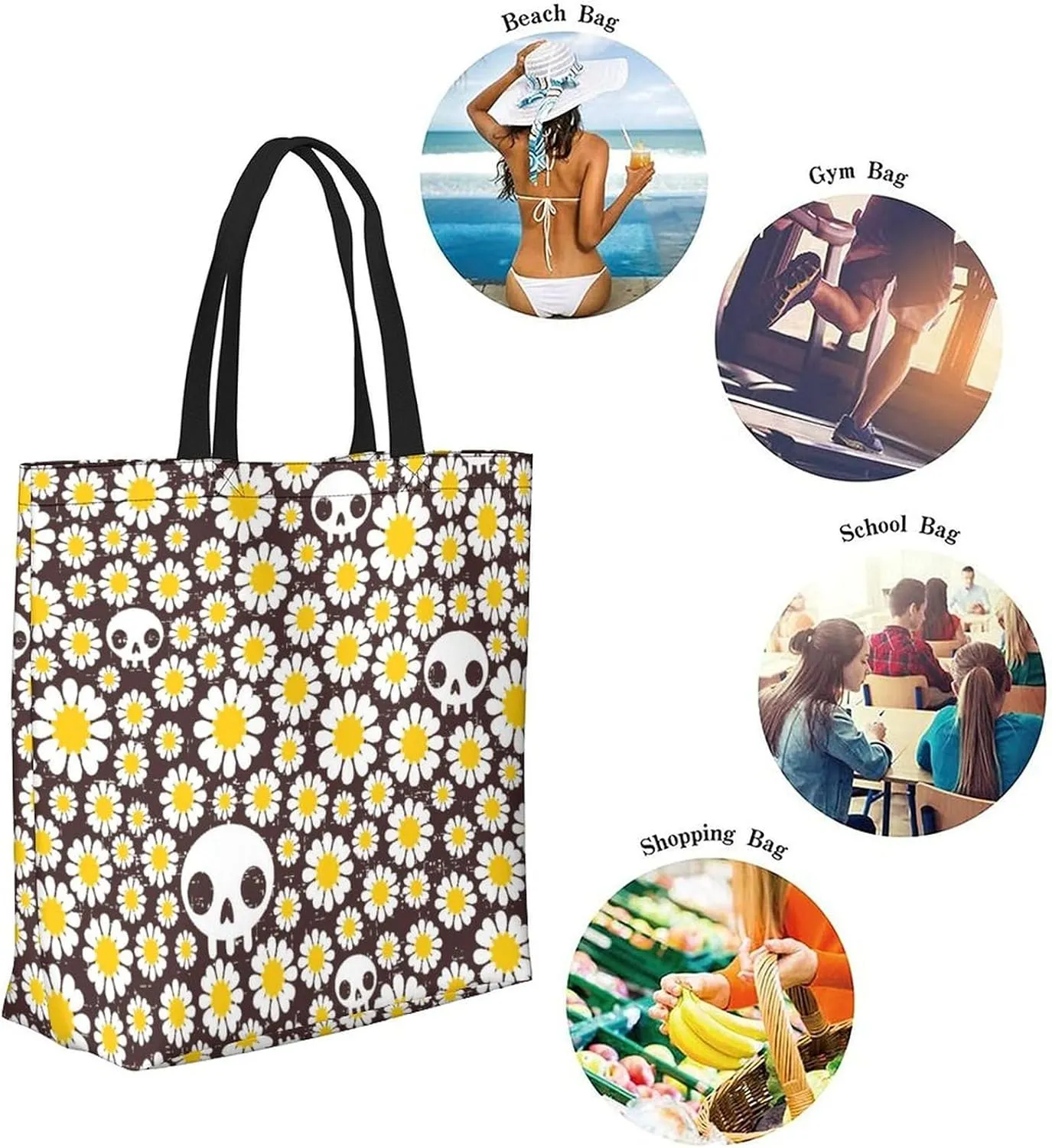 Canvas Tote Bag Large Casual Shoulder Bag for Women Handbag Reusable Beach Shopping Gym Picnic Travel Grocery Bag