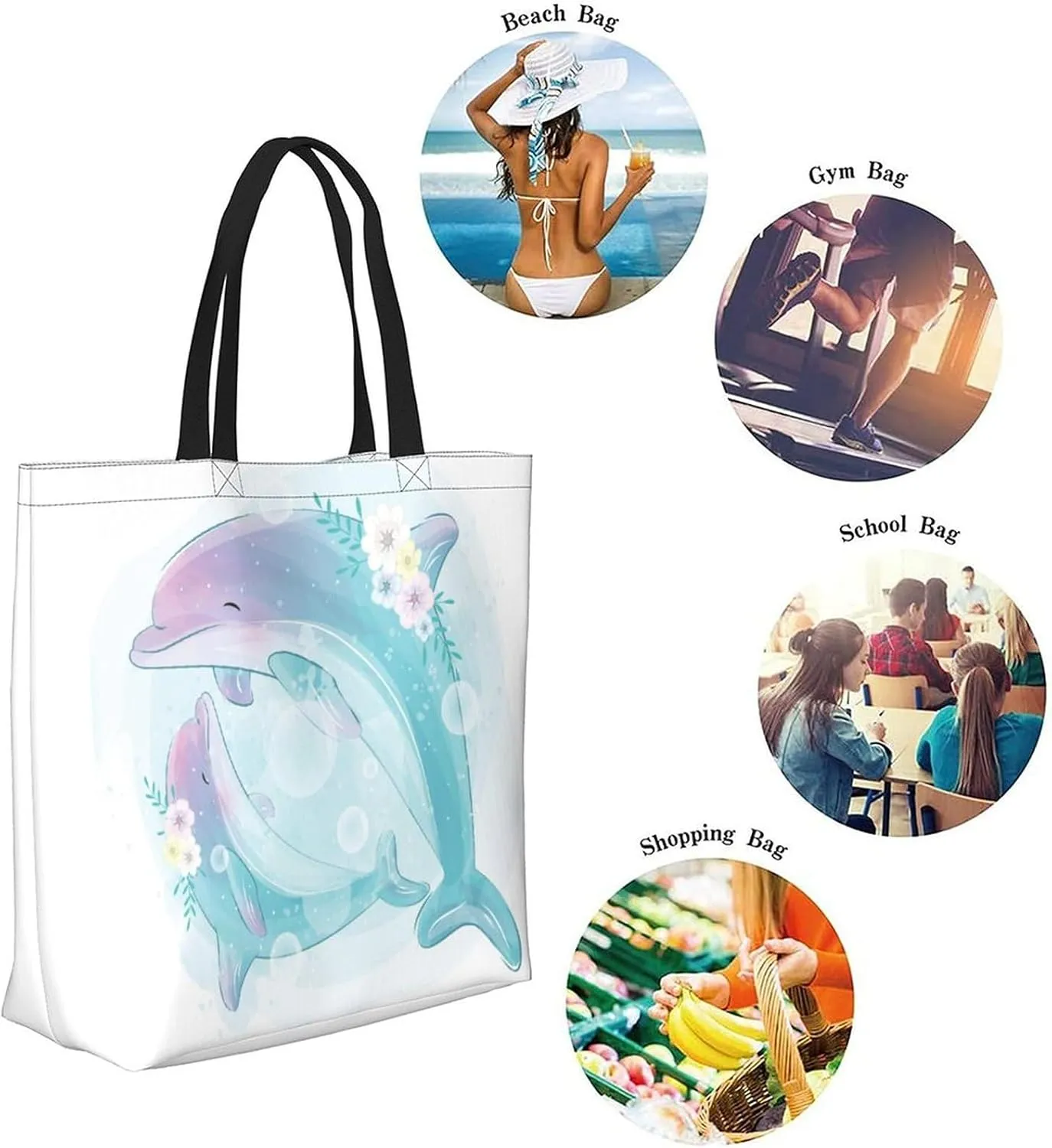 Canvas Tote Bag Large Casual Shoulder Bag for Women Handbag Reusable Beach Shopping Gym Picnic Travel Grocery Bag