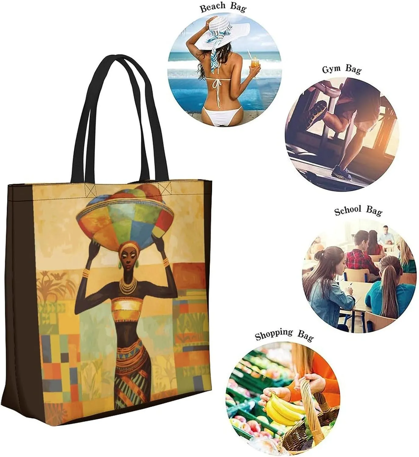 Canvas Tote Bag Large Women Casual Shoulder Bag Handbag Reusable Beach Shopping Grocery Bag For Outdoors