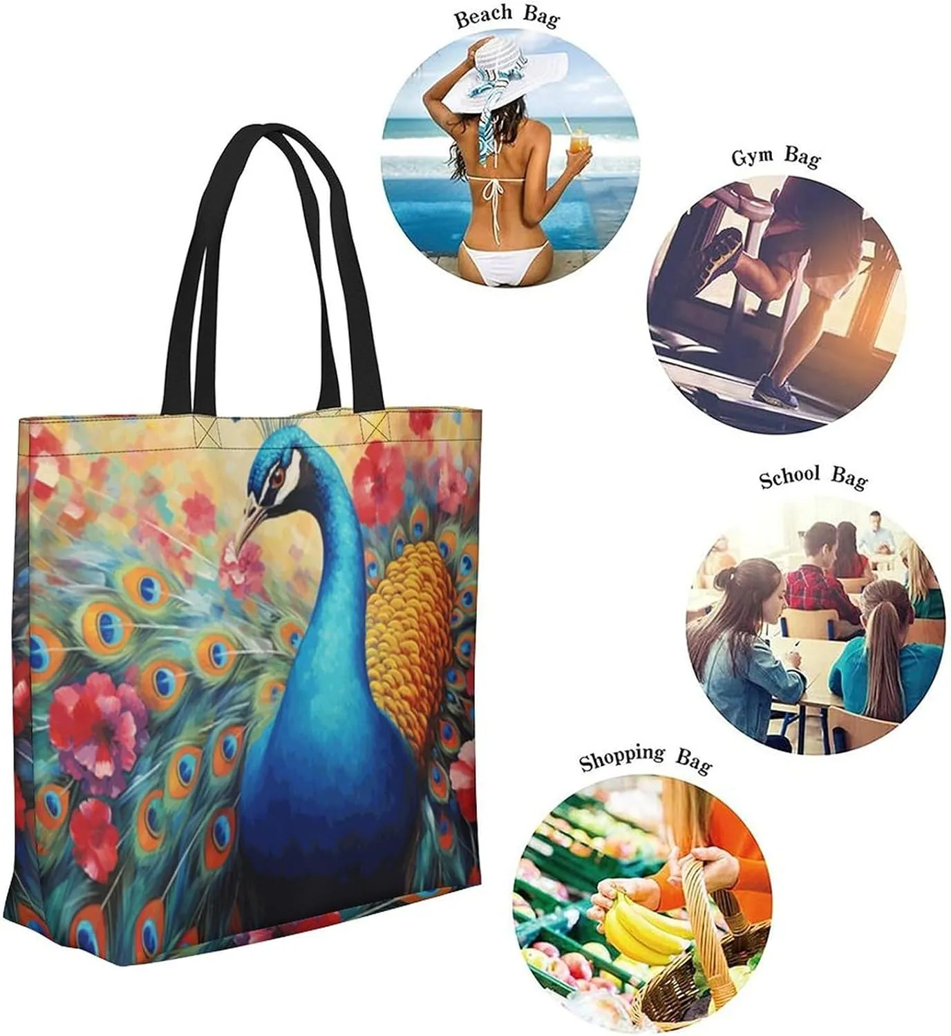Canvas Tote Bag Large Women Casual Shoulder Bag Handbag Reusable Beach Shopping Grocery Bag For Outdoors