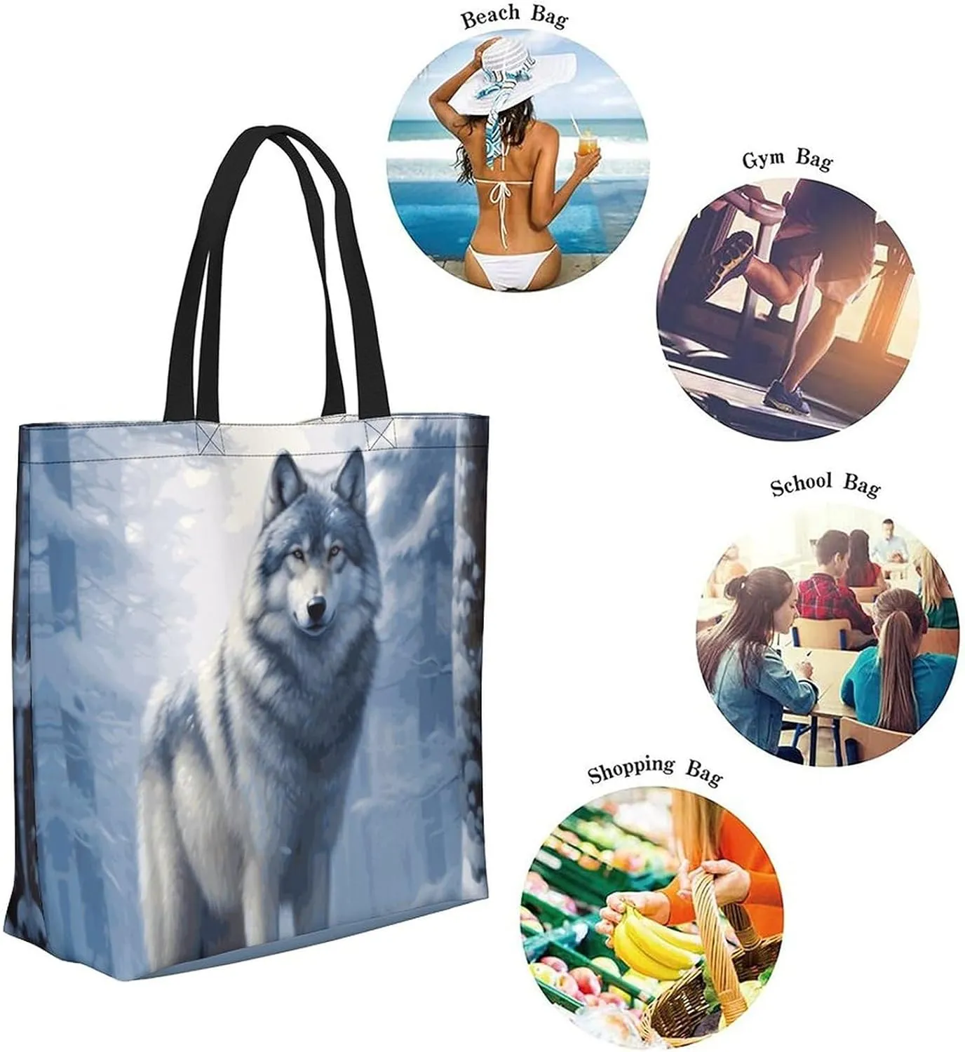 Canvas Tote Bag Large Women Casual Shoulder Bag Handbag Reusable Beach Shopping Grocery Bag For Outdoors