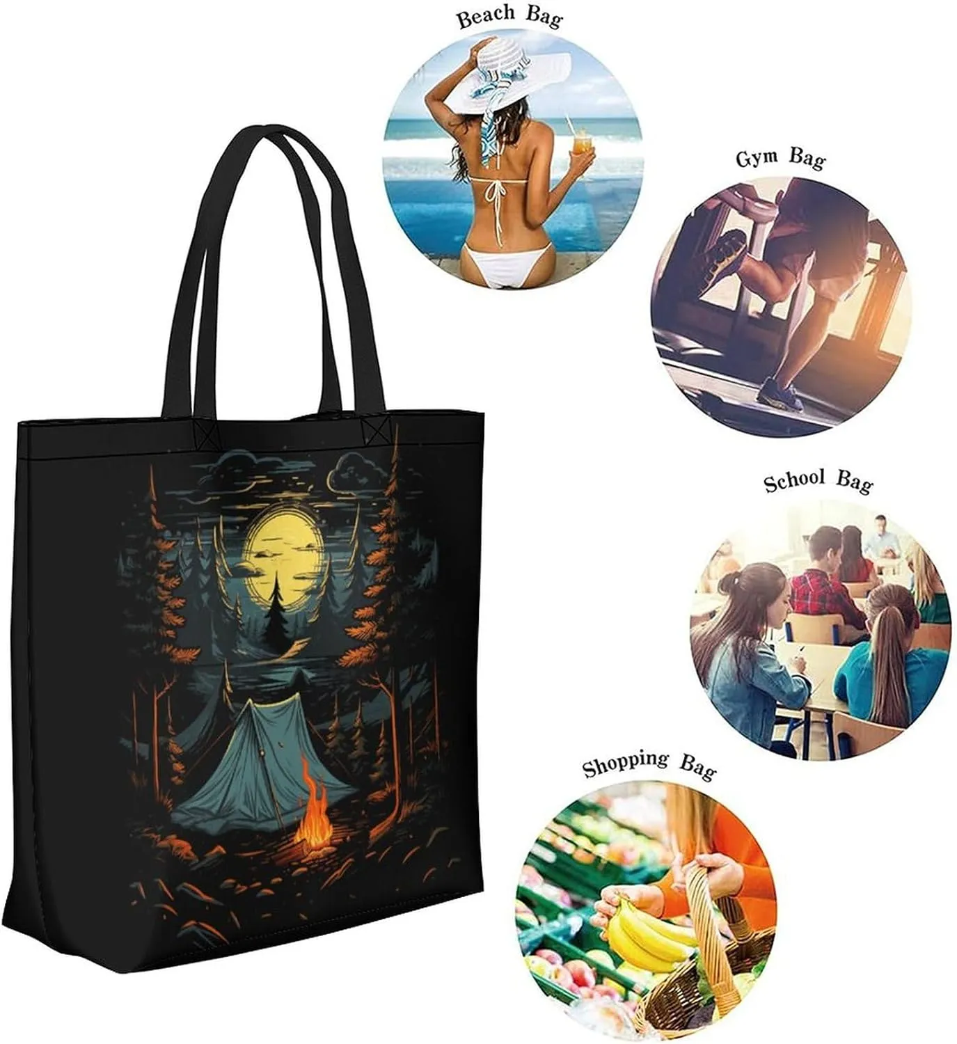 Canvas Tote Bag Large Women Casual Shoulder Bag Handbag Reusable Beach Shopping Grocery Bag For Outdoors