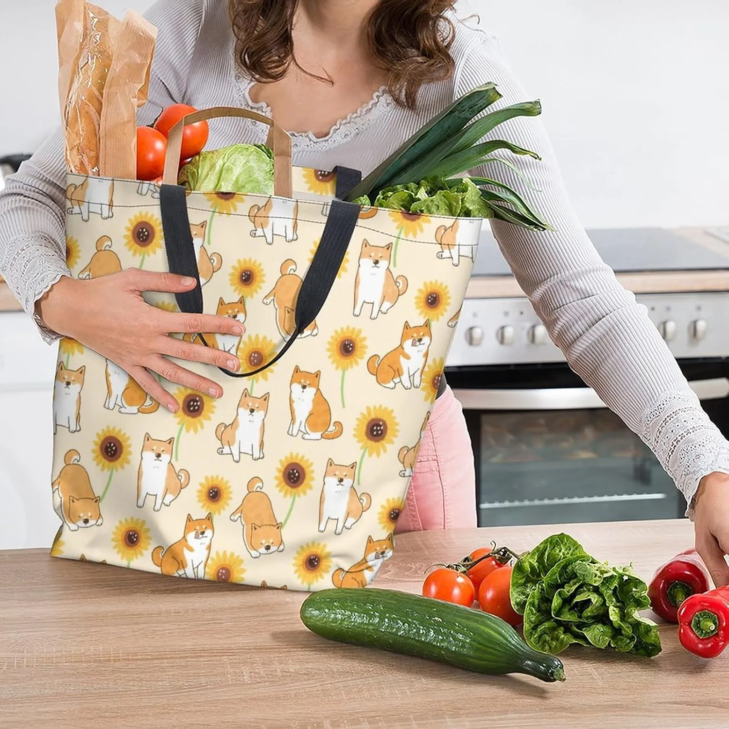 Canvas Tote Bag Large Women Casual Shoulder Bag Handbag Reusable Beach Shopping Grocery Bag For Outdoors