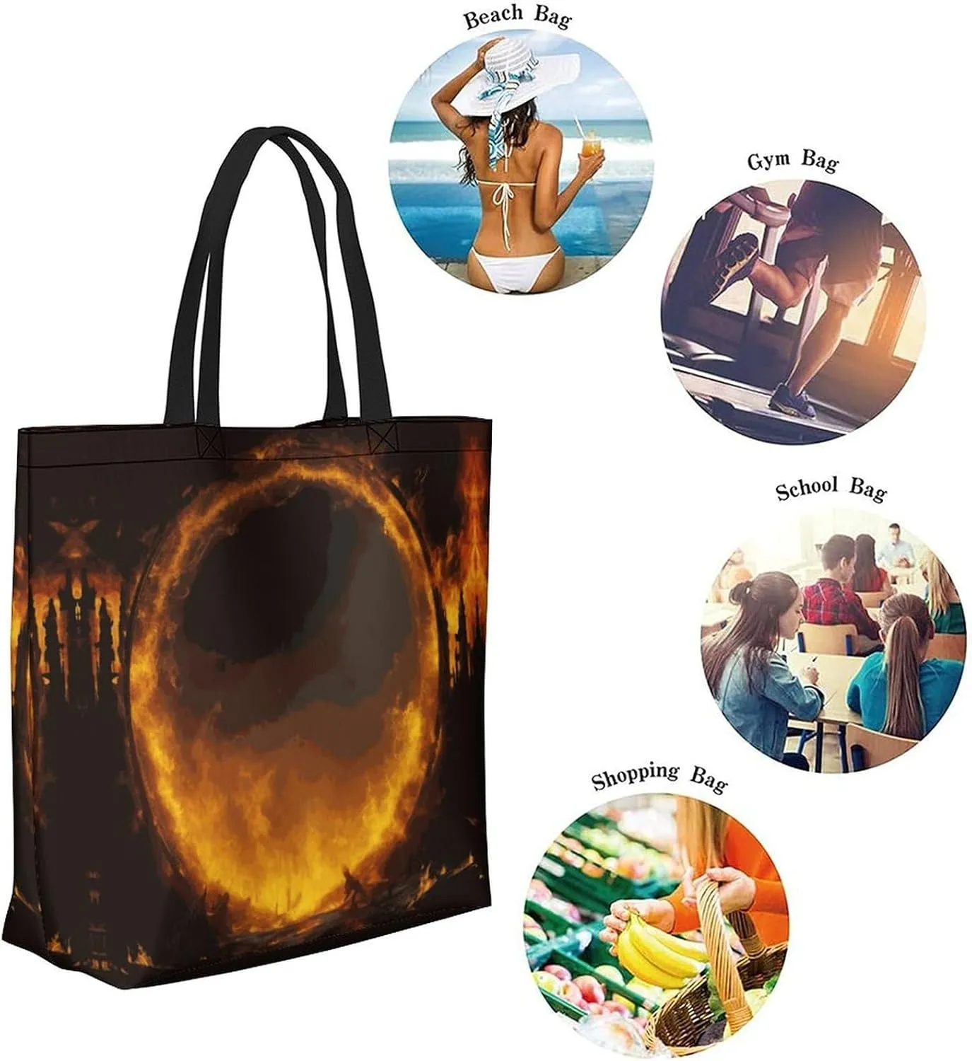 Canvas Tote Bag Large Women Casual Shoulder Bag Handbag Reusable Beach Shopping Grocery Bag For Outdoors