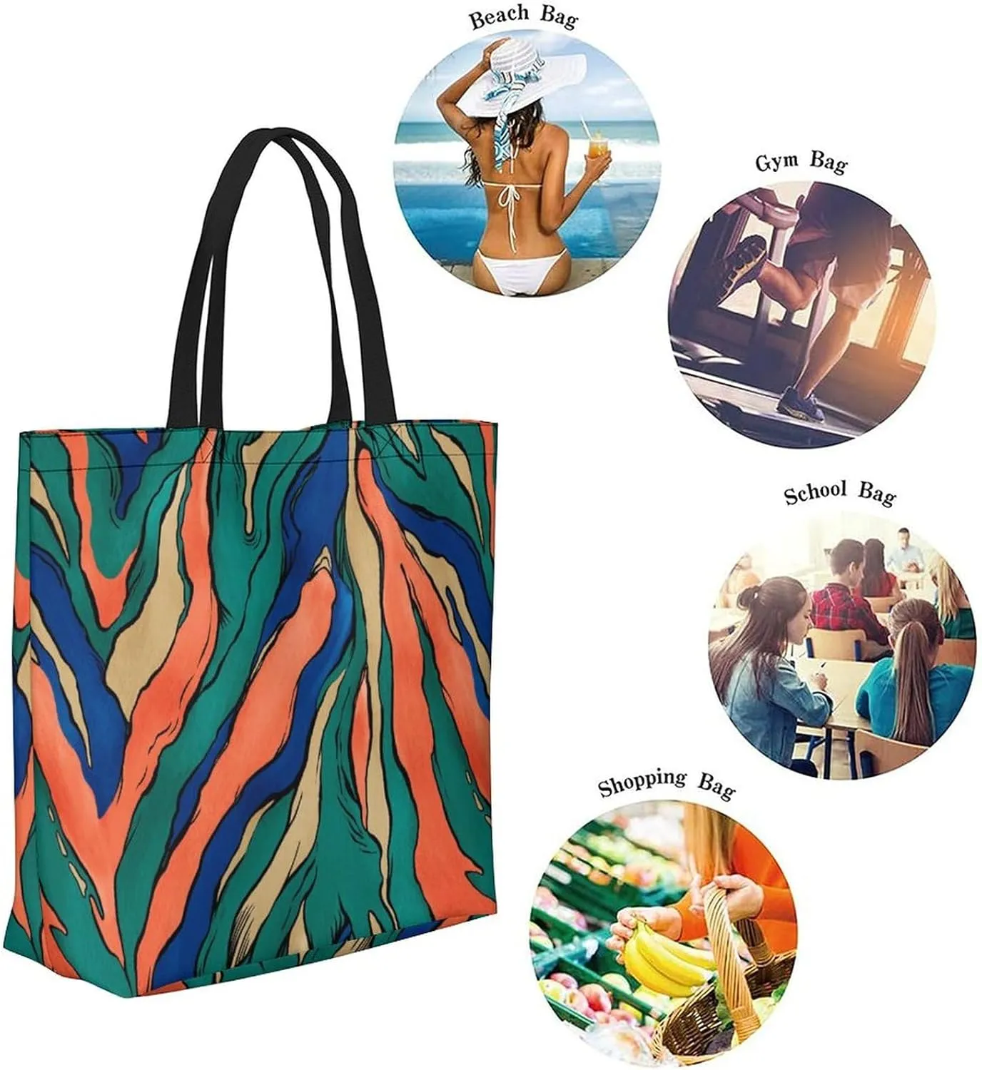 Canvas Tote Bag Large Women Casual Shoulder Bag Handbag Reusable Beach Shopping Grocery Bag For Outdoors
