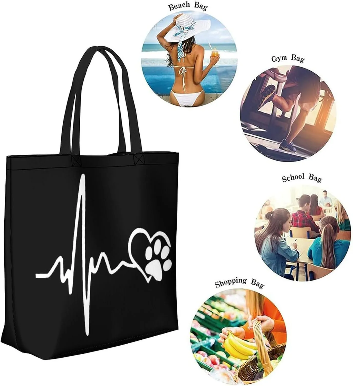 Canvas Tote Bag Large Women Casual Shoulder Bag Handbag Reusable Beach Shopping Grocery Bag For Outdoors