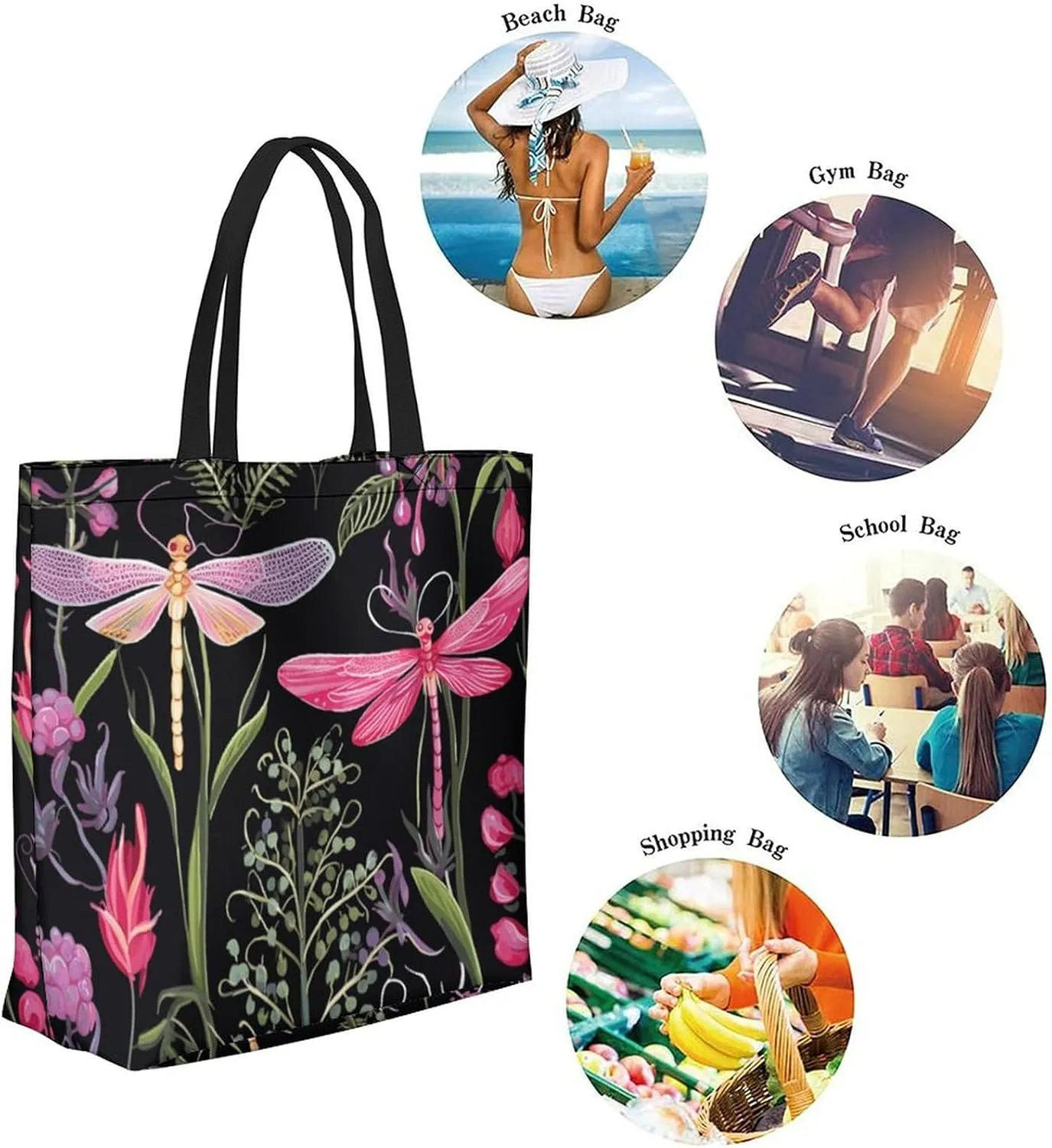 Canvas Tote Bag Large Women Casual Shoulder Bag Handbag Reusable Beach Shopping Grocery Bag For Outdoors