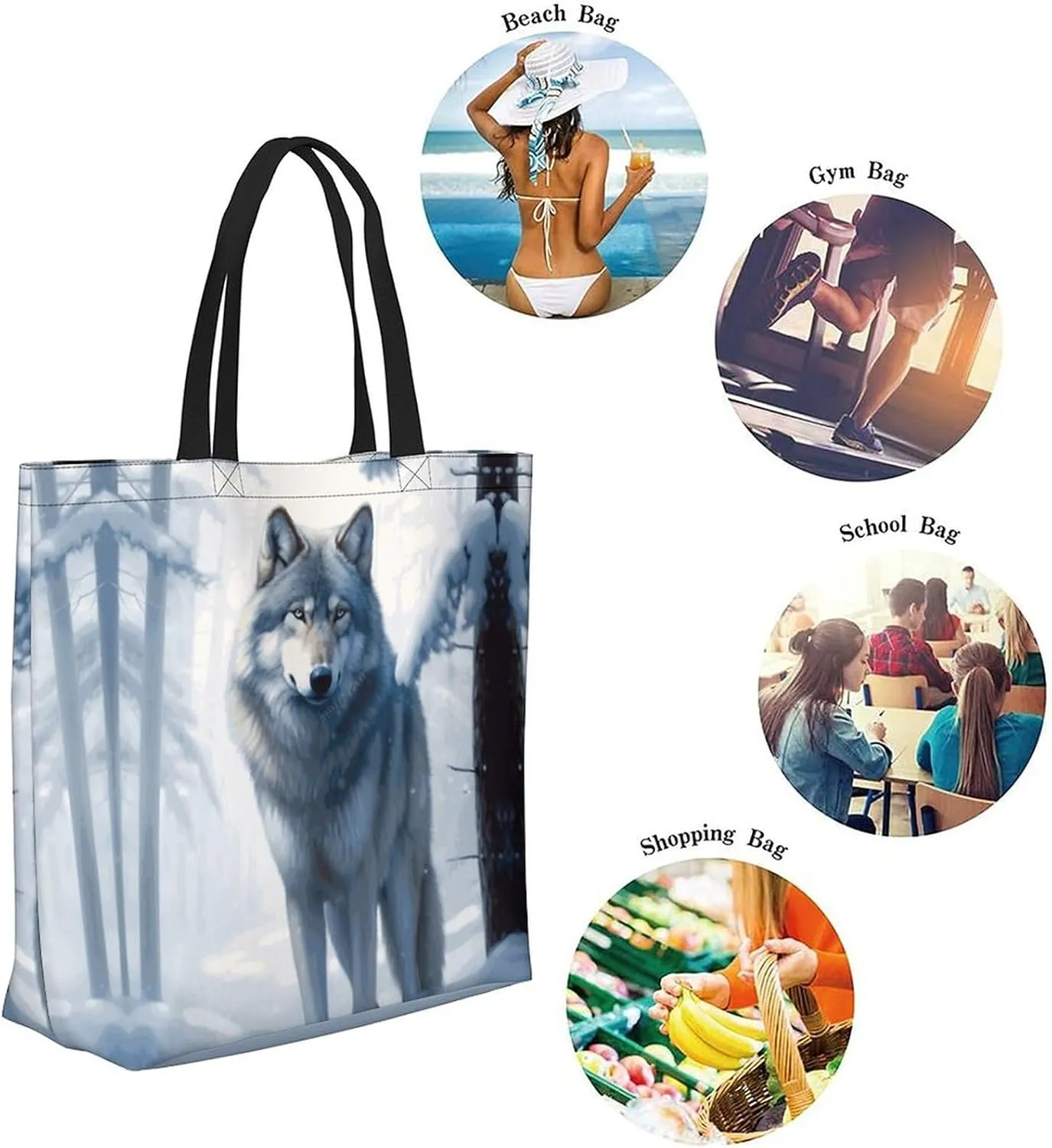 Canvas Tote Bag Large Women Casual Shoulder Bag Handbag Reusable Beach Shopping Grocery Bag For Outdoors