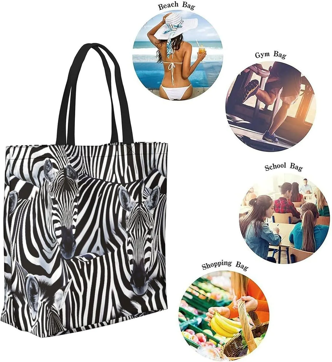 Canvas Tote Bag Large Women Casual Shoulder Bag Handbag Reusable Beach Shopping Grocery Bag For Outdoors