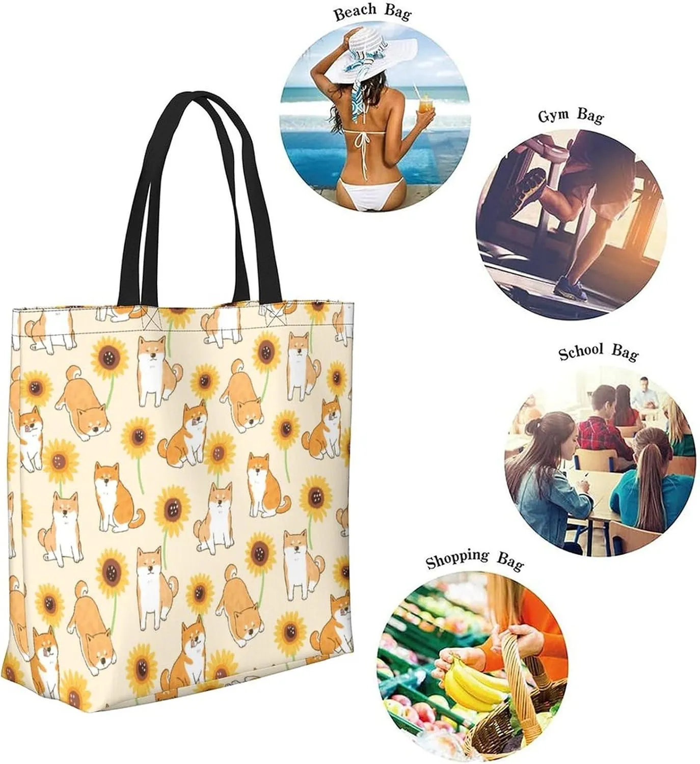 Canvas Tote Bag Large Women Casual Shoulder Bag Handbag Reusable Beach Shopping Grocery Bag For Outdoors