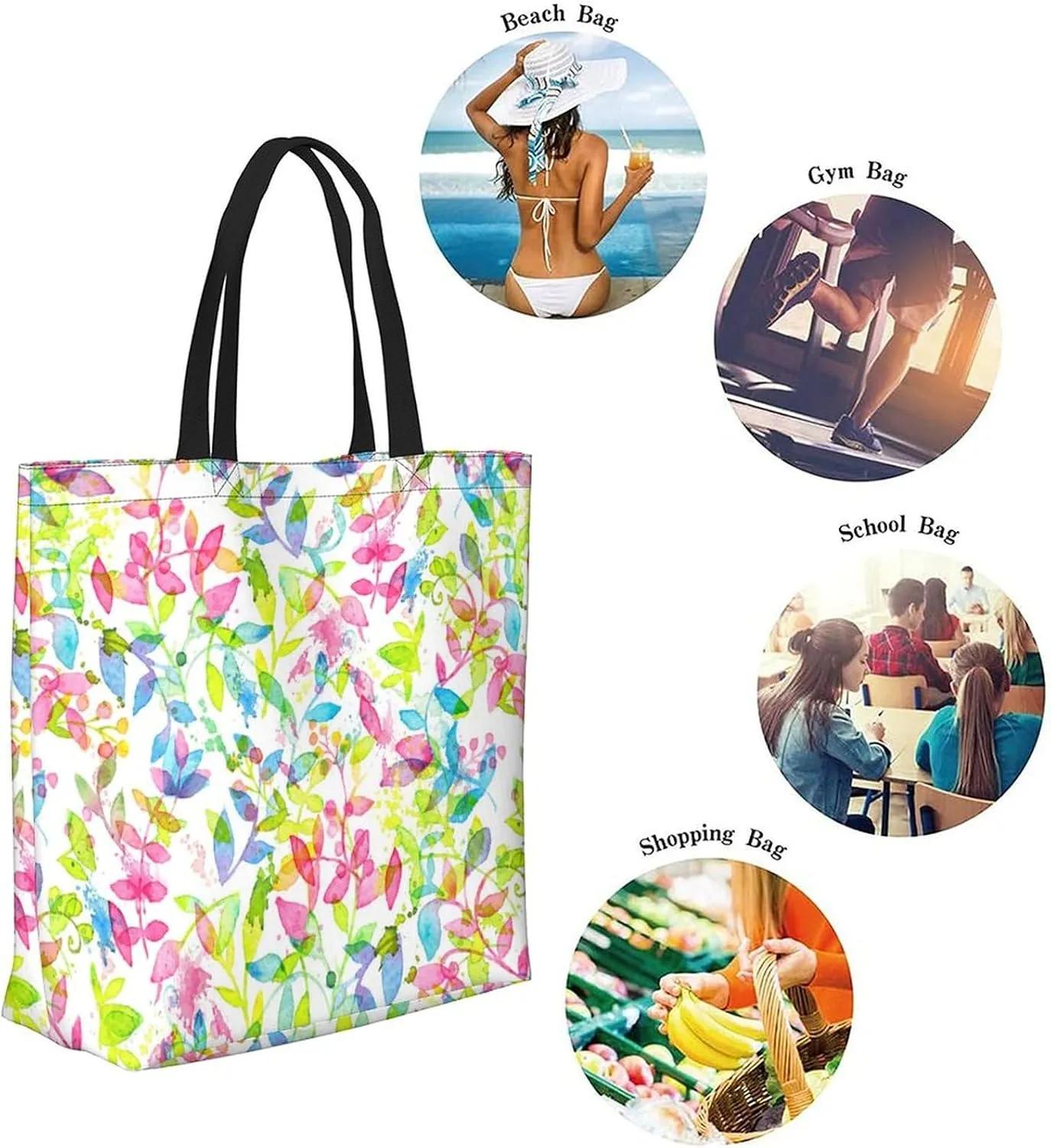 Canvas Tote Bag Large Women Casual Shoulder Bag Handbag Reusable Beach Shopping Grocery Bag For Outdoors