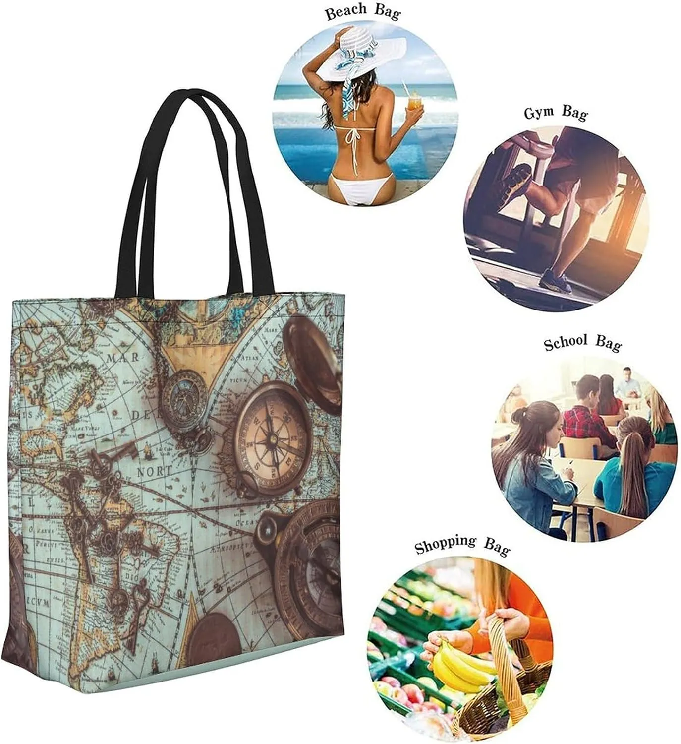 Canvas Tote Bag Large Women Casual Shoulder Bag Handbag Reusable Beach Shopping Grocery Bag For Outdoors